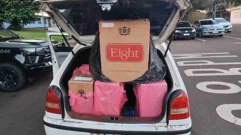 Toledo – Carro carregado com 600 pacotes de cigarros contrabandeados é abandonado