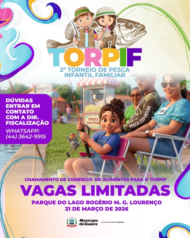 Guaíra – Município abre espaço para ambulantes durante torneio de pesca infantil no Parque do Lago