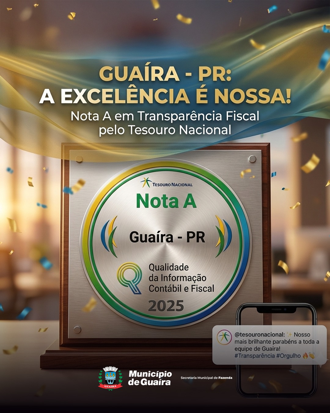 Destaque – Guaíra figura entre os 10 primeiros do Paraná no Índice de Qualidade Fiscal e Contábil