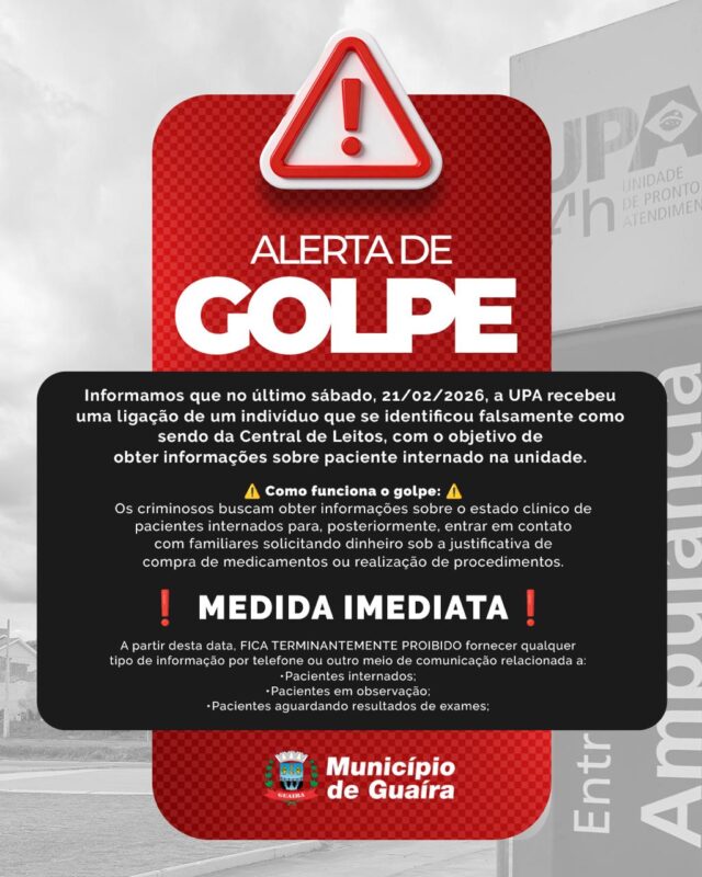 Guaíra – Município emite comunicado oficial e alerta para tentativa de golpe na UPA
