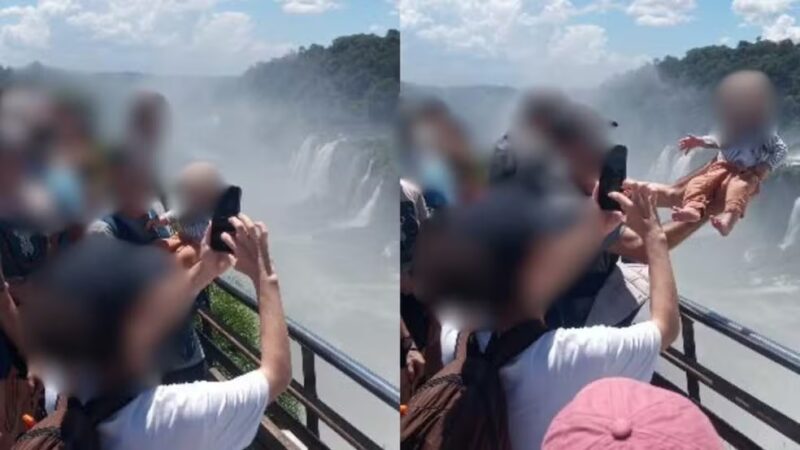 Foz – Homem arrisca vida de bebê para foto em mirante das Cataratas do Iguaçu