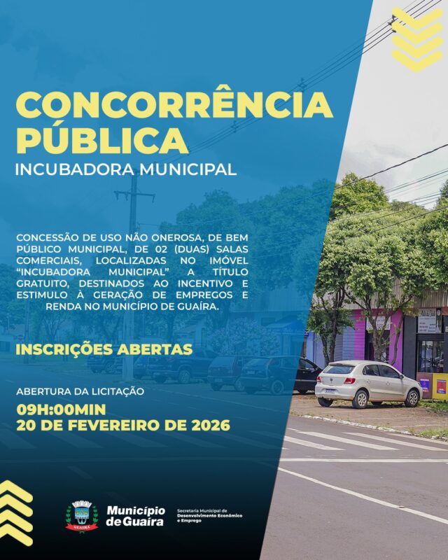Guaíra – Município lança edital para concessão gratuita de salas na Incubadora Municipal