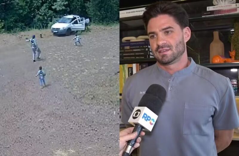 Viralizou – ‘Nem me preocupei com o carro, só agradeci’, diz pai de crianças que saltaram de carro em movimento após soltarem freio de mão durante brincadeira, no PR