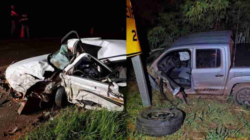 PR 323 – Batida entre caminhonete e carro deixa um morto e um ferido grave em Perobal