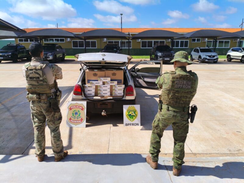 Segurança – BPFron e Polícia Federal apreendem veículo com 600 pacotes de cigarros contrabandeados em Guaíra