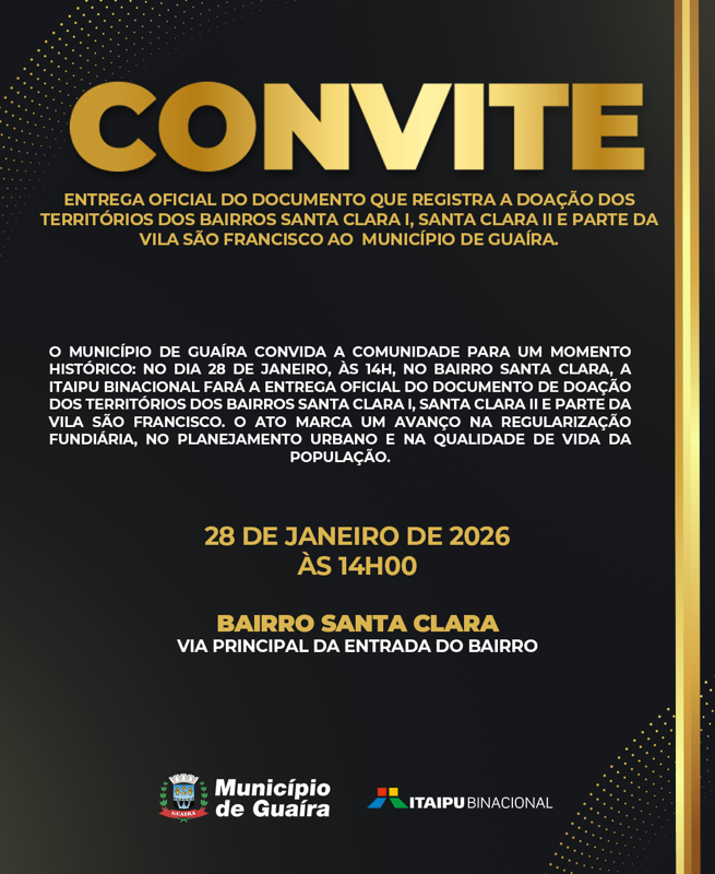 Guaíra – Município recebe doação de áreas da Itaipu Binacional para regularização fundiária