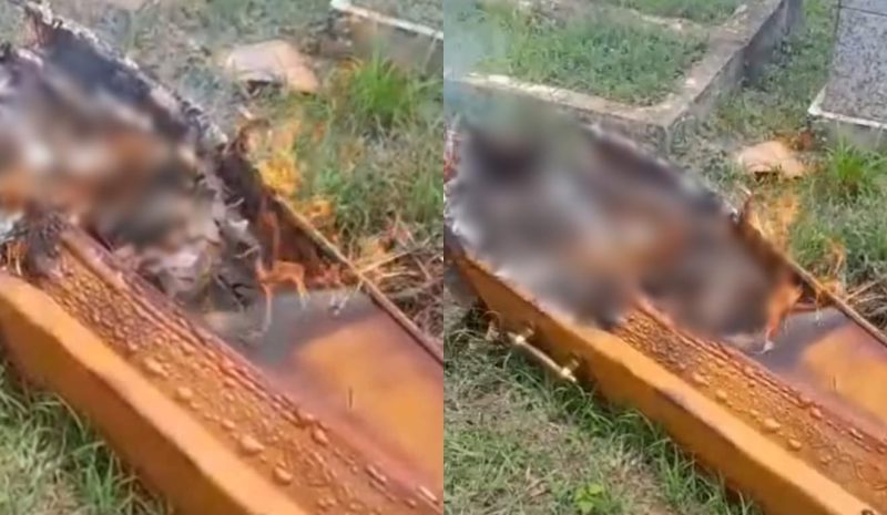 BA – Tiros interrompem velório e criminosos ateiam fogo em caixão com corpo dentro