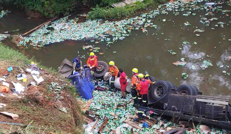 Segurança – 15 pessoas são presas após saque de carga de cerveja de caminhão acidentado no PR