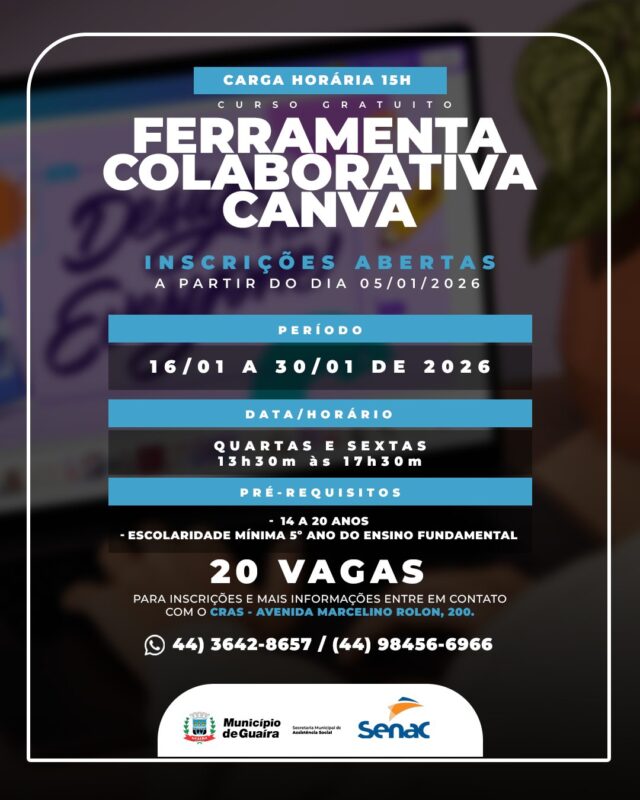 Guaíra – Município abre inscrições para curso gratuito de Canva voltado  qualificação profissional