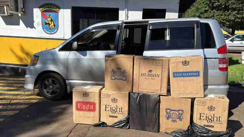 PR 585 – Van com placas paraguaias é apreendida com carga de cigarros contrabandeados em Vera Cruz do Oeste