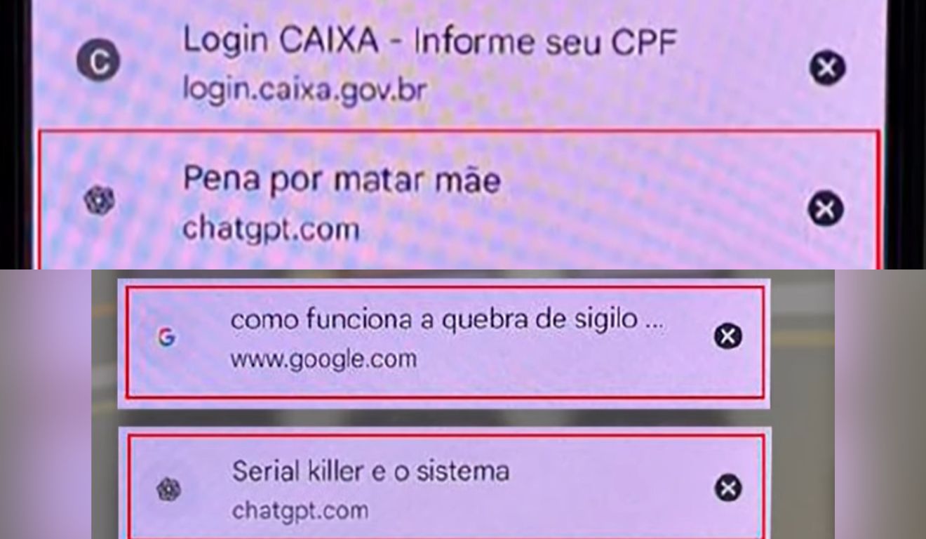 pesquisas feitas pelo suspeito