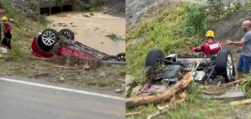 SC – Bebê e casal são encontrados mortos em carro arrastado pela água durante fortes chuvas