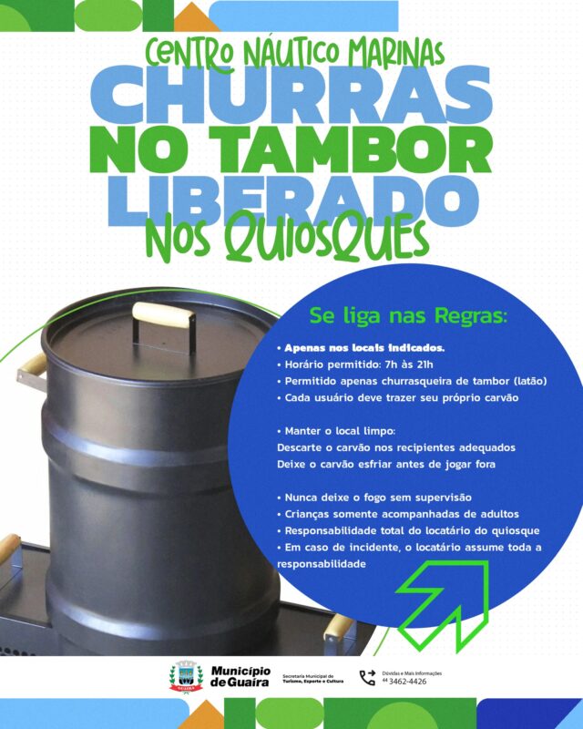 Guaíra – Município regulamenta uso de tambores para preparo de churrasco no Centro Náutico Marinas