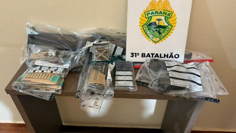 Palotina – Fuzil, pistola e munições são apreendidos