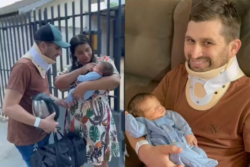 Paraná – Pai que estava internado conhece filho recém-nascido 10 dias após sofrer acidente enquanto levava esposa para dar  luz
