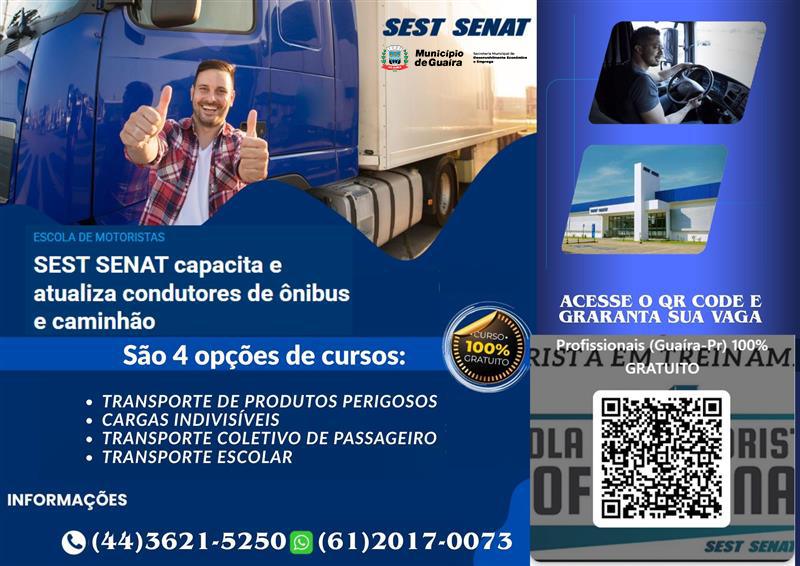 Guaíra – Curso gratuito “Escola de Motoristas” será oferecido no município