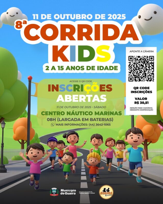 Dia das Crianças – Guaíra realiza 8ª Corrida Kids em outubro com foco em esporte, saúde e família