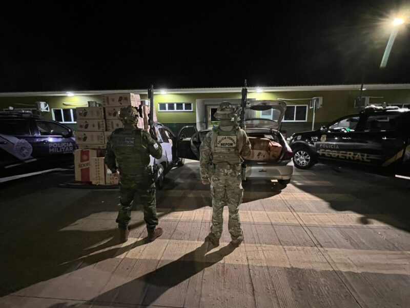 Mercedes – Ação integrada da PF e BPFron resulta na apreensão de R$ 300 mil em cigarros contrabandeados