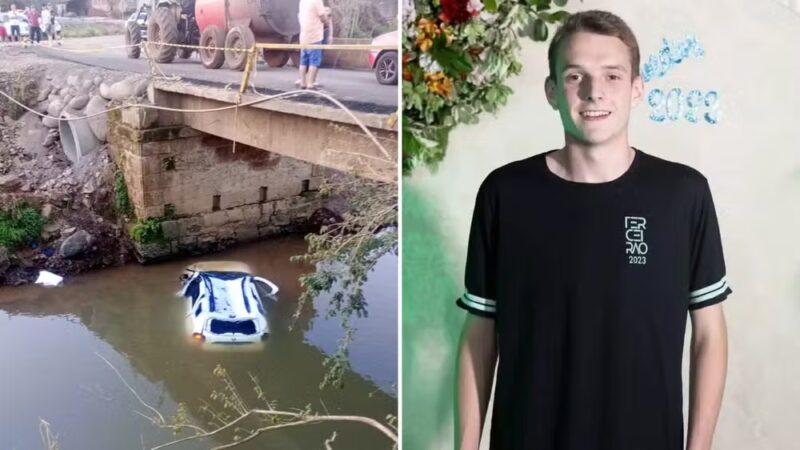 RS – Jovem de 19 anos morre após carro cair de ponte