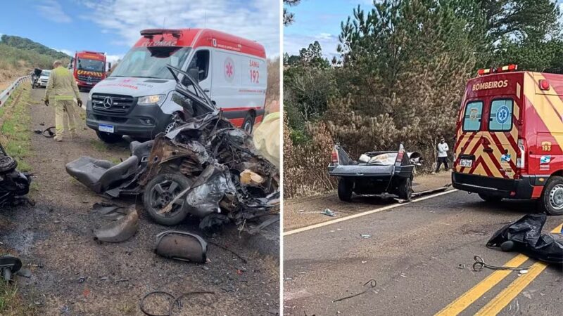 Trânsito – Picape parte ao meio em acidente na serra do Paraná; jovens são lançados para fora e morrem