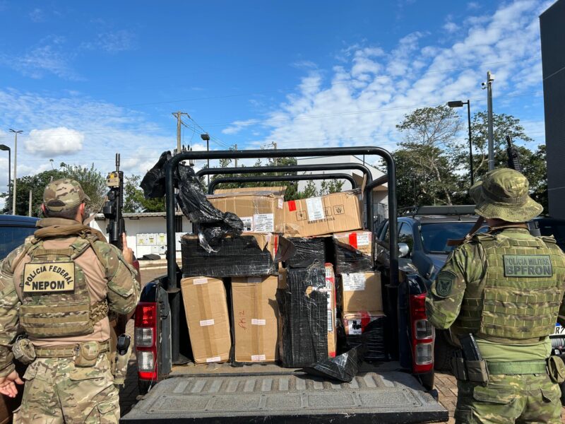 Guaíra – Ação integrada apreende carga de cigarros paraguaios e eletrônicos