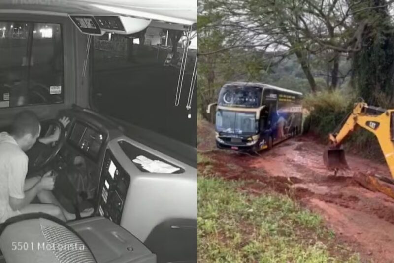 Paraná – Homem foge de cadeia, furta ônibus e é preso após veículo bater e atolar em estrada rural