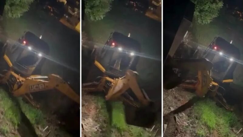 RS – Homem furta retroescavadeira de prefeitura e tenta invadir agência bancária