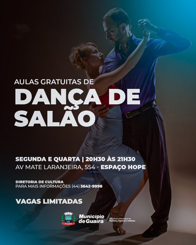Guaíra – Município inicia aulas gratuitas de Dança de Salão no mês de agosto