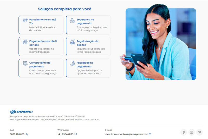 Tecnologia – Sanepar disponibiliza pagamento de fatura com cartão de crédito pelo site