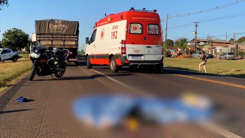BR 277 – Acidente entre moto e caminhão termina com morte em Santa Tereza do Oeste