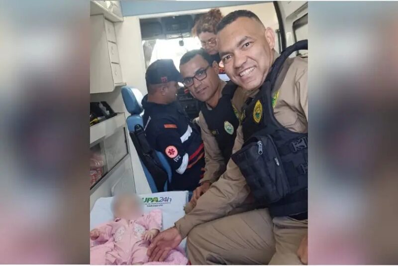 Segurança – Bebê de cinco meses  beira da morte é salvo por PMs em situação de desespero