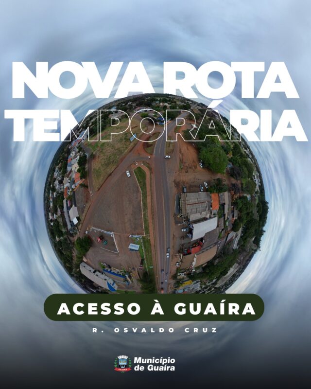 Atenção motoristas: Município de Guaíra anuncia mudança provisória no principal acesso viário da cidade