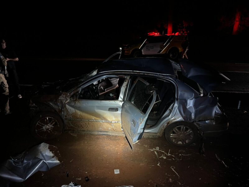 PR 182 – Capotamento na rodovia que liga Palotina a Maripá resulta na morte de duas pessoas