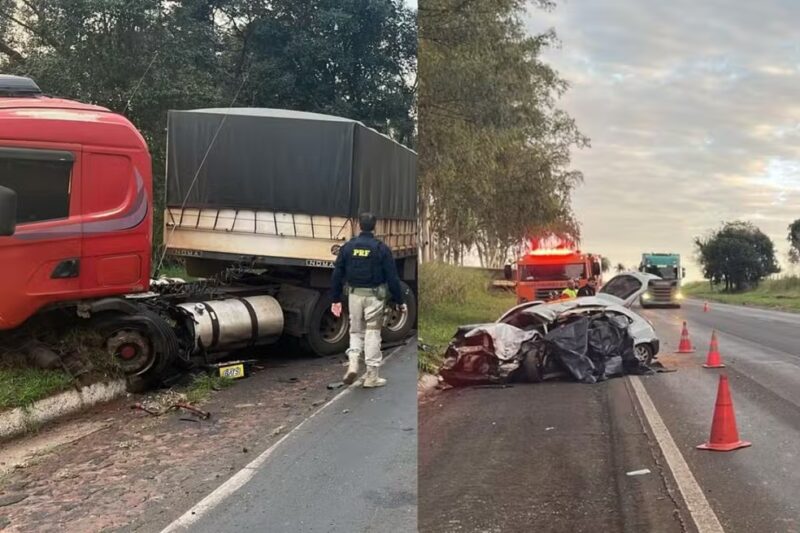 Paraná – Carro invade pista contrária, bate em carreta e dois homens morrem em rodovia