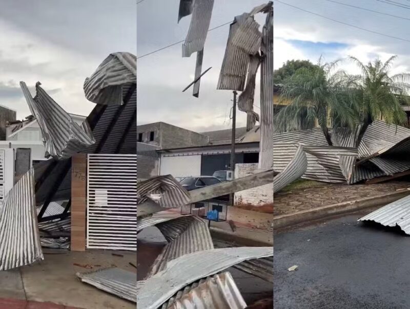 SC – Vendaval de 2 minutos destelha casas e deixa rastro de destruição