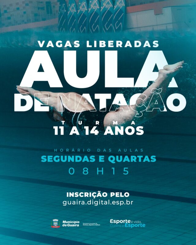 Guaíra – Município abre vagas para aulas de natação destinadas a jovens de 11 a 14 anos