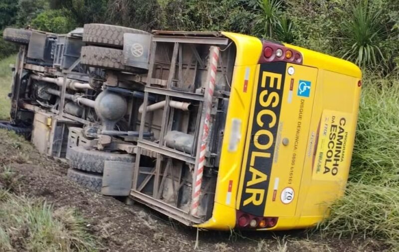 Trânsito – Bêbado furta ônibus escolar, percorre 40 quilômetros e tomba veículo, no Paraná