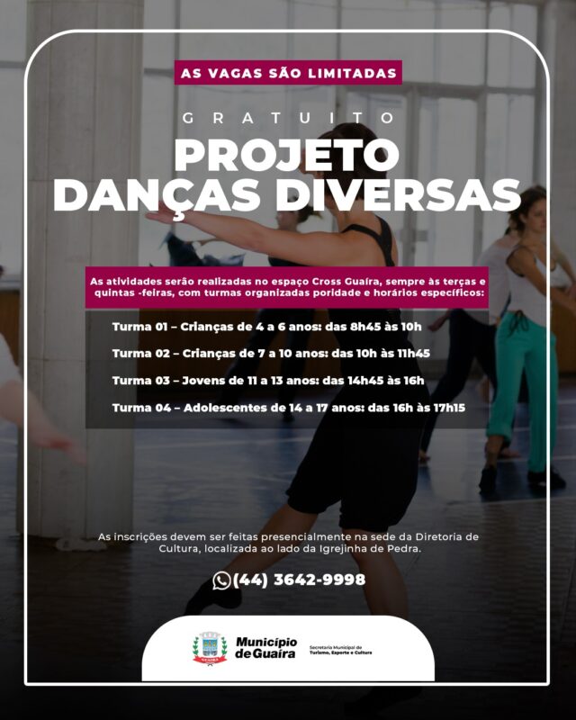Guaíra – Projeto “Danças Diversas” realiza inscrições para crianças e adolescentes