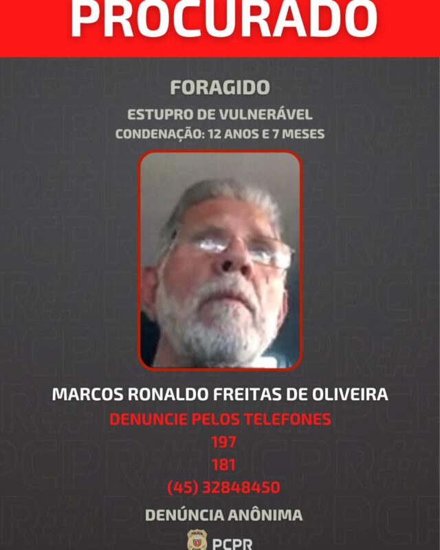 Alerta – Polícia Civil de Marechal Rondon procura por foragido da justiça condenado por atos libidinosos