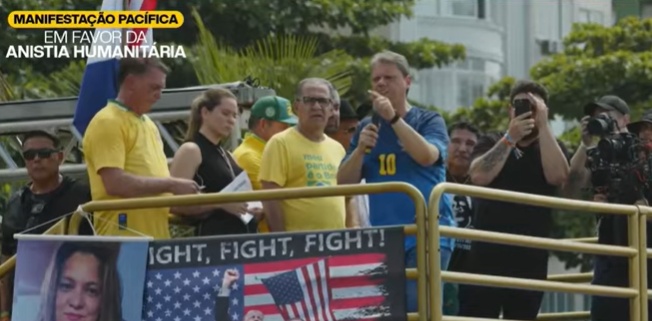 RJ – “Prometeram picanha e não tem nem ovo”, diz Tarcísio em ato com Bolsonaro