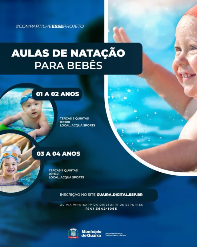 Guaíra – Abertas as inscrições de Natação para Bebês
