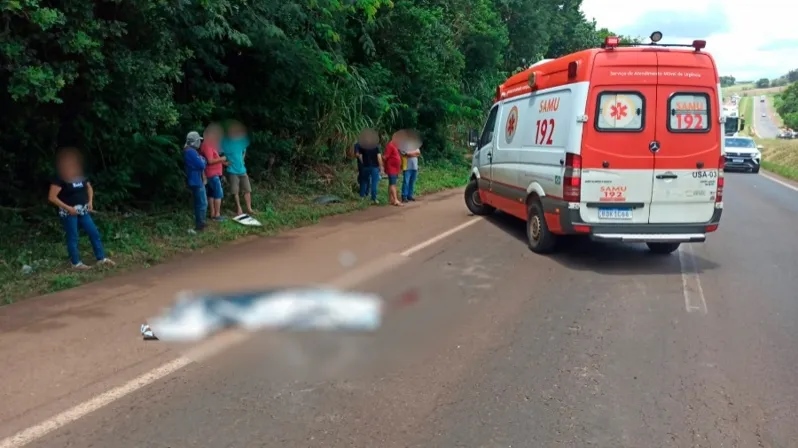 Toledo – Homem morre atropelado na BR 163 após moto apresentar falha mecânica
