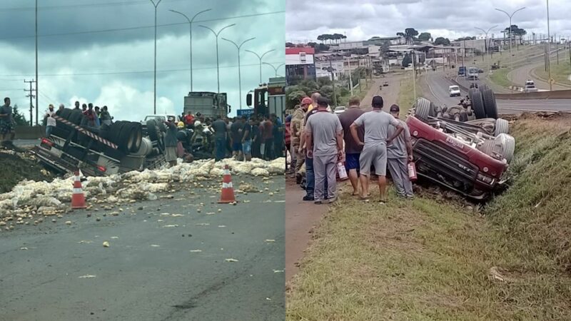 Trânsito – Caminhoneiro morre preso  s ferragens em tombamento na BR-277