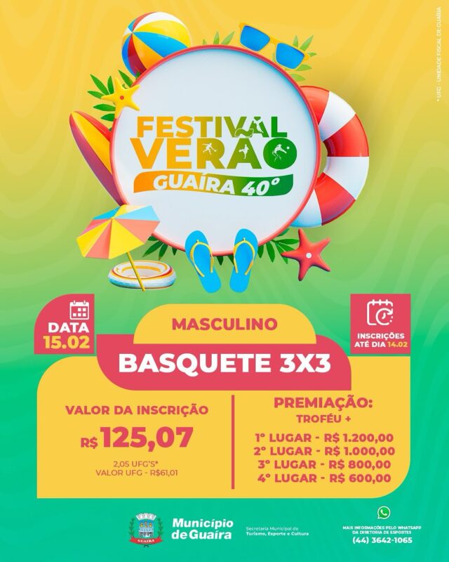 Esportes – 3ª edição do Festival Verão Guaíra 40° acontecerá em fevereiro