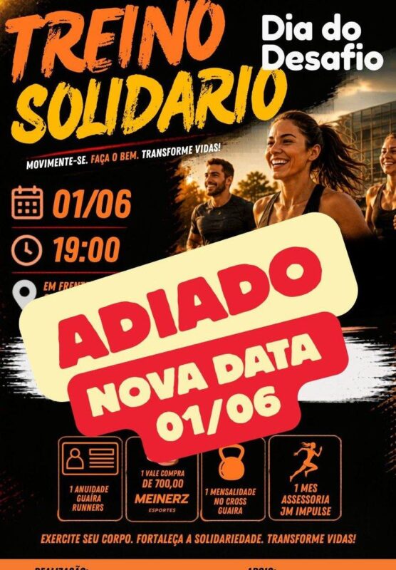 Guaíra – Treino Solidário do Dia do Desafio é adiado para segunda-feira (01)