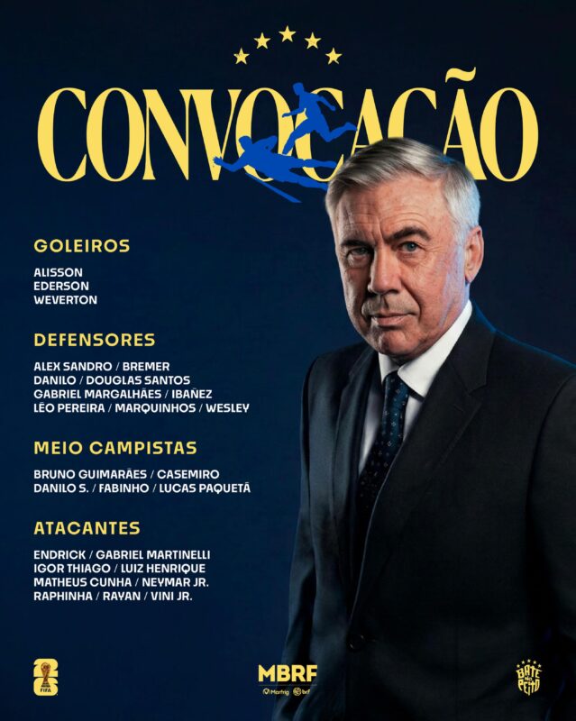 Futebol – Com Neymar, Ancelotti anuncia convocados da seleção brasileira para a Copa do Mundo