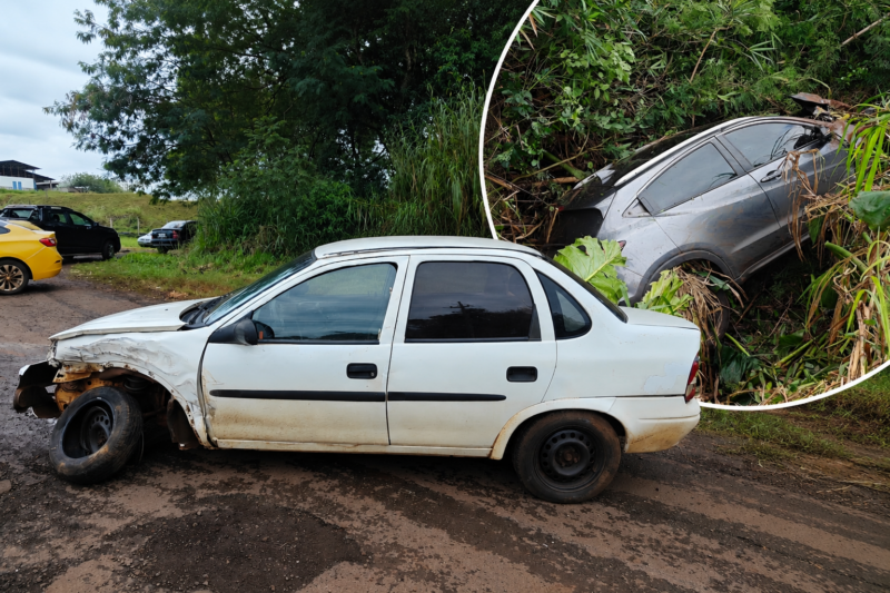 PR 239 – Acidente entre Corsa e HR-V deixa homem ferido em Quatro Pontes