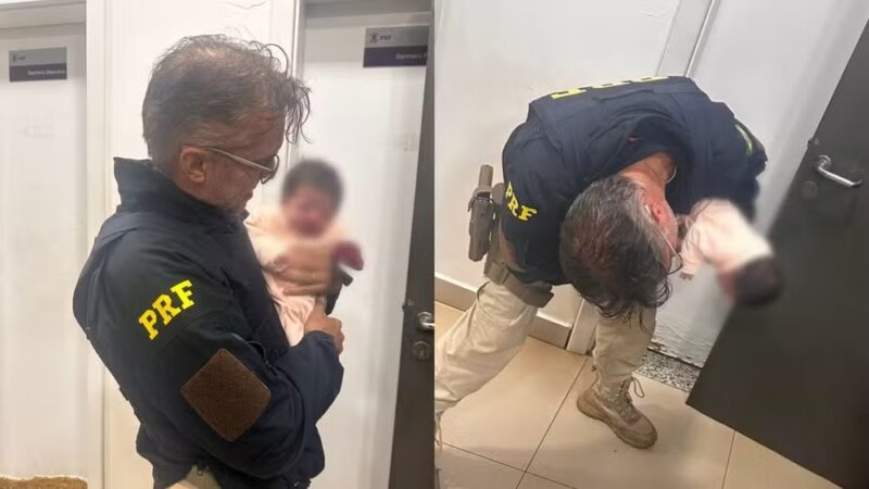 Cascavel – Após percorrer 10 km com bebê engasgado, família chega a posto da PRF e policial salva recém-nascido
