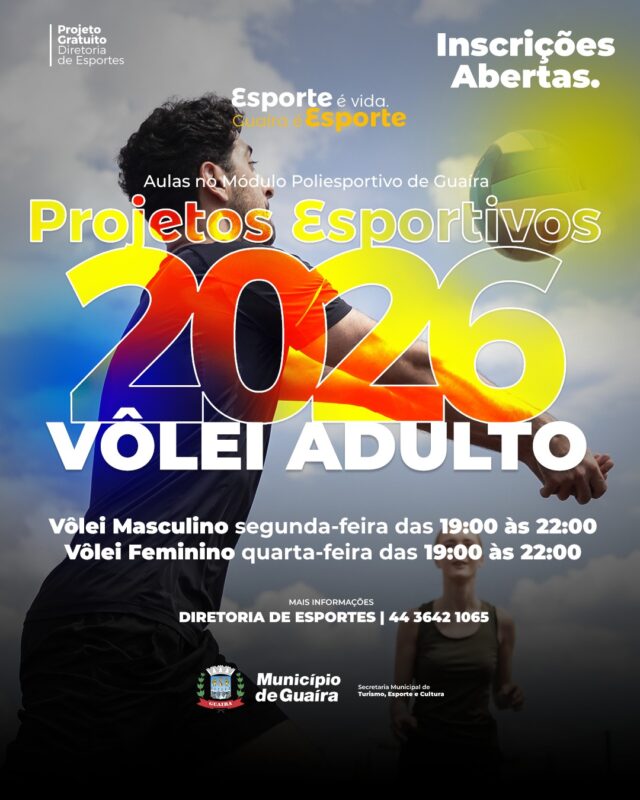 Esportes – Guaíra abre inscrições para aulas de vôlei adulto masculino e feminino
