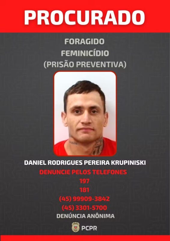 Cascavel – Polícia procura homem que matou esposa na frente de criança de 5 anos